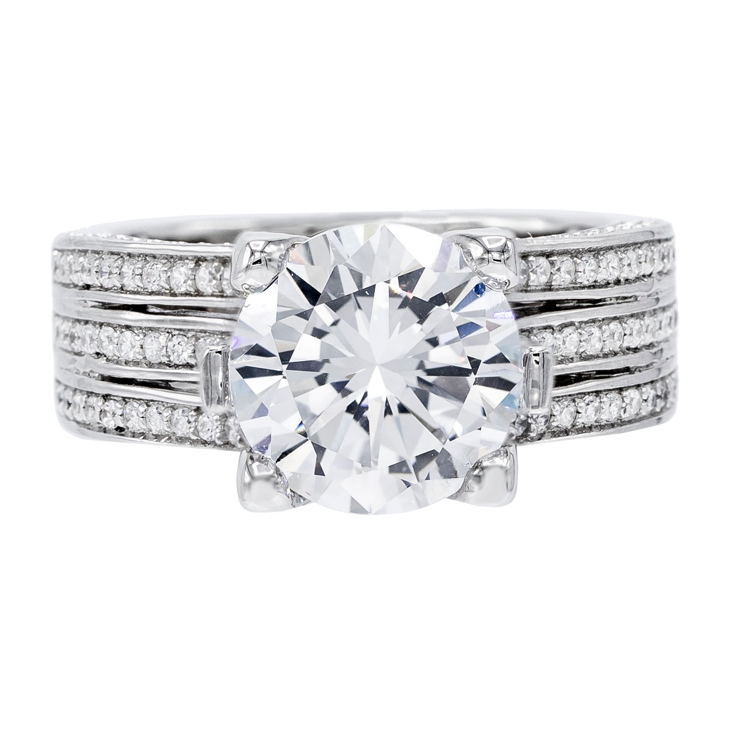 4.50 carats Round Cut Solitaire Engagement Ring, Sterling Silver