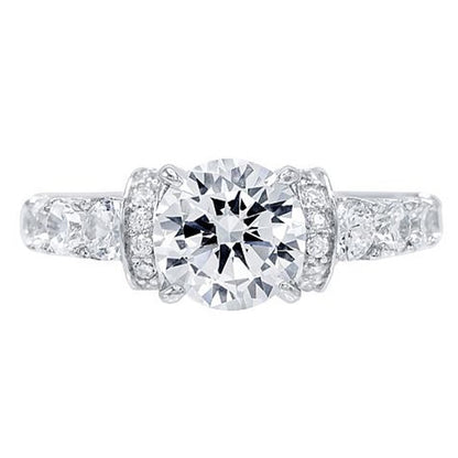 2.3 cttw Cubic Zirconia Round-Cut Center Stone with Graduated Side Engagement Ring